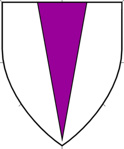 Argent, a pile purpure